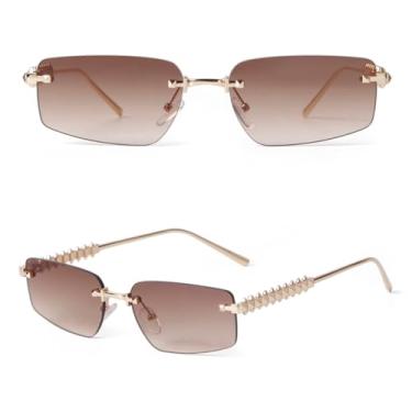 Imagem de VFDHN Óculos de sol sem aro gradiente feminino masculino retangular moda luxo tiro de rua uv400(5)