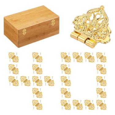 Imagem de 40 peças de dobradiça de armário antigo, dobradiça decorativa vintage de liga de zinco, ferragens de caixa de joias com 80 parafusos para pequenos projetos de marcenaria, casa de bonecas, caixa de