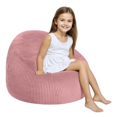 Imagem de COMAX Cadeiras de pufe para crianças, sofá BeanBag com enchimento para meninos e meninas, cadeira de chão preguiçosa para sala de jogos, berçário, rosa