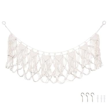 Imagem de ZFLYCANP Rede para animais de pelúcia, rede de pendurar de brinquedo tecida à mão, organizador de rede de armazenamento de brinquedos decorativo para quarto, sala de estar, quarto de crianças (algodão