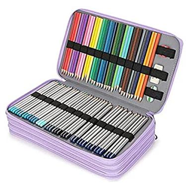 Imagem de Estojo de lápis de alta capacidade 300 slots de lápis coloridos papelaria para estudantes da escola caixa de armazenamento pu (Roxo)