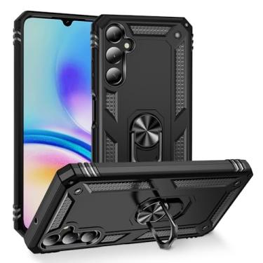Imagem de SORAKA Capa para Samsung Galaxy A05s com suporte de anel capa protetora para Samsung Galaxy A05s capa traseira de policarbonato rígido com placa de metal para suporte magnético de telefone carro preto