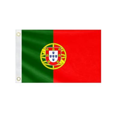 Imagem de Bandeira de barco de Portugal dupla face 30 x 45 cm bandeira pequena marinha portuguesa cores brilhantes nylon à prova de desbotamento caminhão motocicleta banner com 2 ilhós de latão fora