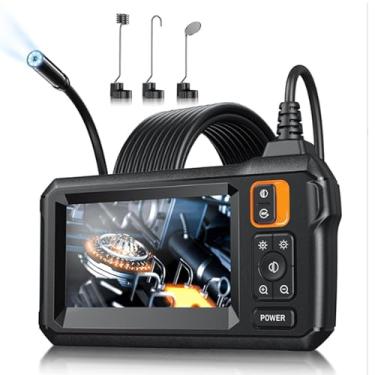 Imagem de HYZHANHONG Câmera endoscópio com luz, Câmera boroscópio com tela IPS de 4,3", endoscópio impermeável IP67 1080P HD com 8 luzes LED, para esgoto, gadgets e ferramentas,5M