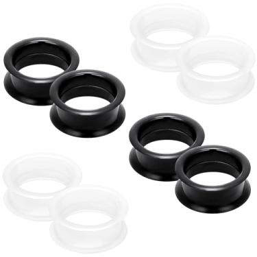 Imagem de Pexveiuu 6G - 50 mm de espessura de silicone preto transparente, alargador, alargador, alargador duplo, brincos de túnel flexível para mulheres e homens, Silicone, silicone