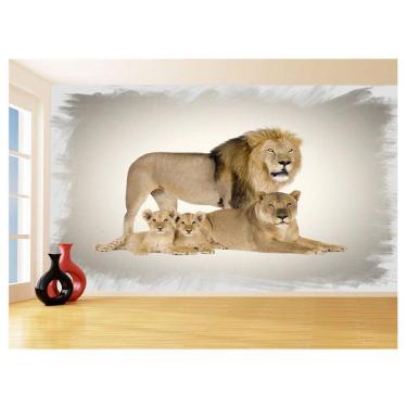 Imagem de Papel De Parede Animais Leão Família Filhotes 3,5M Anm466