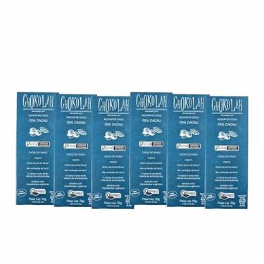Imagem de Kit 6X: Chocolate 70% Cacau com Açúcar de Coco Orgânico CHoKolaH 80g