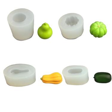 Imagem de Mini moldes de silicone de resina de abóbora, 4 peças fofas de cabaça de cera de abóbora, microdecorações, moldes de fundição epóxi para decoração de paisagem DIY