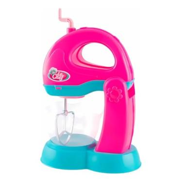 Imagem de Chef Mini Batedeira Infantil, Plástico, com Tigela, Brinquedo de Cozinha Educativo, Desenvolve Imaginação, Brinquedo P/Criança, Material Resistente e Colorido (Batedeira Infantil Rosa e Azul)