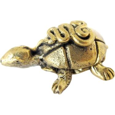 Imagem de Land of Simple Treasures 1 Inch Brass Miniature Turtle Figurine | Lucky Business Prosperity Wealth Magic Powerful Luck Money Figure for Pocket | Plant Charm | 1" Mini Magic Turtle