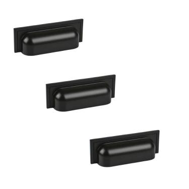 Imagem de Kit 3 Puxador Plymouth Zen Preto Fosco Concha Zp5420.24