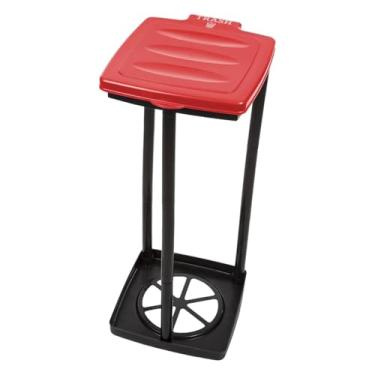 Imagem de Ｂｅｓｇａ Suporte para saco de lixo externo, organizador decorativo de moda, suporte para lixeira para reciclagem, quintal, gramado interno e externo, Vermelho