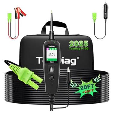 Imagem de Topdiag P100 Power Probe AC DC Voltage Tester Car Diagnostic Tool para todos os carros Circuit Tester Automotive 40Ft Cable 12V 24V Electrical Circuit Tester for Truck Boat Motorcycle