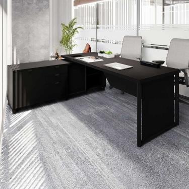 Imagem de Mesa de Escritório Executiva 200cm com Armário Lateral e Caixa de Tomadas Corporate Preto