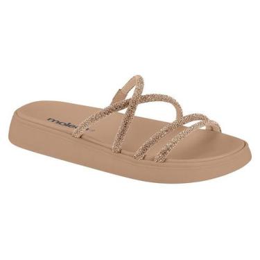 Imagem de Sandália Rasteira Moleca Com Tiras Brilhantes Ouro Rosado, Ouro rosado