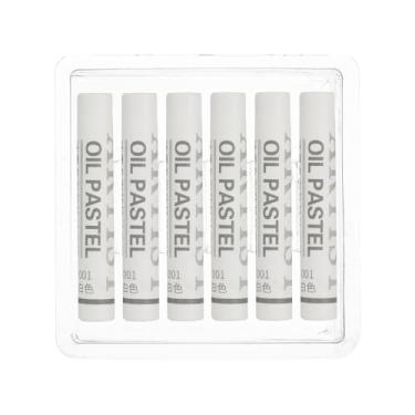 Imagem de PATIKIL Pastéis de óleo branco, 6 peças de giz de cera de óleo macio, pastéis cremosos, materiais de arte em bastão para pintura de arte, desenho, mistura de graffiti para iniciantes e artistas