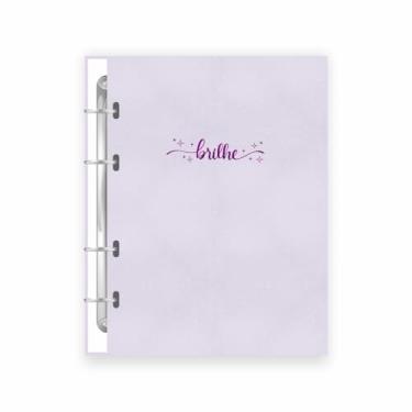 Imagem de Caderno Argolado Capa dura Colegial 80 folhas Capa Glitter Brilho 5 cores (Lilás)