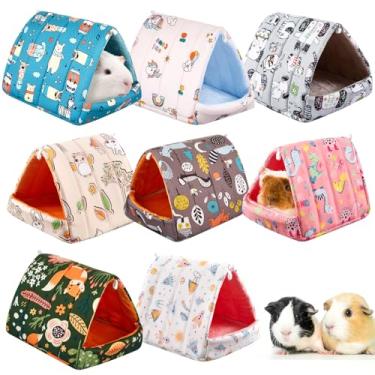 Imagem de Cinnvoice 8 peças de esconderijo de porquinho da índia, cama de porquinho da índia, lavável, acessórios de gaiola de animais pequenos para coelho, ouriço, camundongos, chinchilas, hamsters, furões