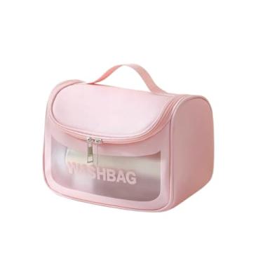 Imagem de Necessaires Grande Transparente Para Viagem Bolsa Organizadora (rosa)