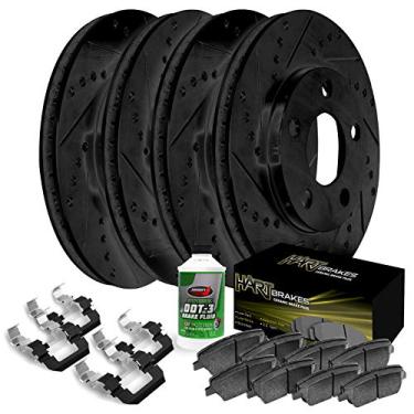 Imagem de Hart Brakes Kit de freios e rotores dianteiros traseiros | Pastilhas de freio traseiro dianteiro| Rotores e pastilhas de freio | Pastilhas de freio e rotores de cerâmica - BHCC.44122.02