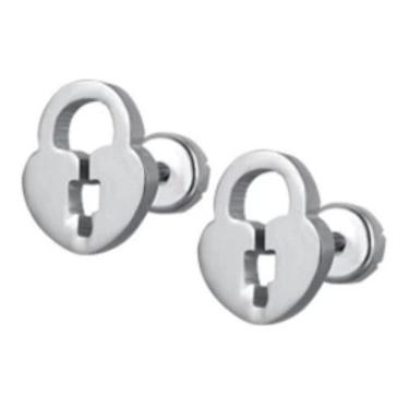 Imagem de Brinco Infantil Aço Cirúrgico Cadeadotarraxa Baby - Prateado