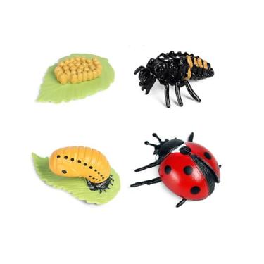 Imagem de shenhailan Modelo realista de ciclo de crescimento animal, animais de jardim para colecionar e decorar adereços de Halloween (Ladybug) OX117-122