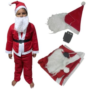 Imagem de Fantasia Papai Noel Infantil Criança Natalina Roupa Completa Luxo Barba Gorro Evento Festa Fim de Ano Comemoraçao Merry Christimas