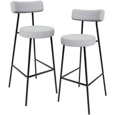 Imagem de Kit 02 Banquetas Alta Cozinha Bar Sala Jantar Estrutura Em Aço Milão L