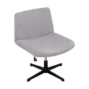 Imagem de Kitegrese Capas de cadeira de escritório com pernas cruzadas elásticas, capa larga para assento de escritório moderna, giratória, para sala de estar e quarto (cinza moky)