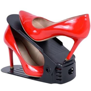 Imagem de Kit Com 20 Organizadores De Sapatos Na Cor Preta - Com Regulagem De Altura Para Saltos E TêNis, Organizador Moderno Para Seu ArmáRio