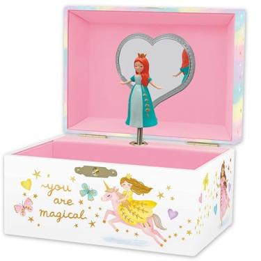 Imagem de Caixa de joias de princesa musical para meninas - Caixa de música infantil, presentes de princesa para meninas, brinquedos de princesa, 15 x 12 x 9 cm
