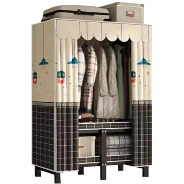 Imagem de Armário De Guarda-roupa Dobrável Fácil Guarda-roupa De Aço De Metal Armário De Guarda-roupa Grande Resistente Sem Necessidade De Instalação Para Quarto, D-145cm/57.1in