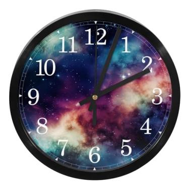 Imagem de LILINWAN Relógio de parede 24 cm sem tique-taque silencioso operado por bateria relógio de parede redondo moderno estilo simples decoração relógio para escritório/escola/quarto/sala de estar