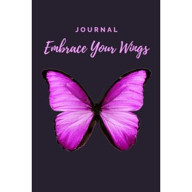 Imagem de Embrace your Wings Blank Lined Notebook: Pink butterfly blank lined notebook