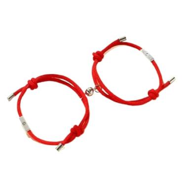 Imagem de Par Pulseiras Conexão Casal E Amizade Sol E Lua Magnética Vermelho