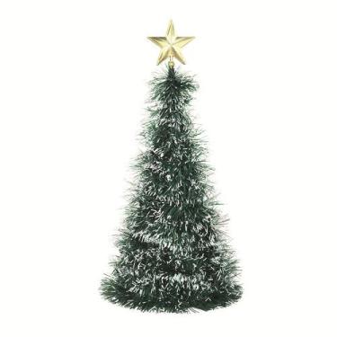 Imagem de Árvore de Natal de Mesa Nevada com Ponteira Estrela Dourada 30cm