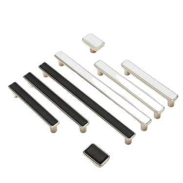 Imagem de CXYFQUUK Conjunto de liga de zinco, maçanetas de porta de armário de cozinha, maçanetas de gaveta para ferragens de móveis, 2 peças (puxador dourado preto)