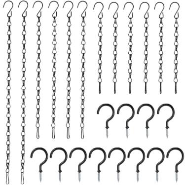 Imagem de Hotop Conjunto de 12 ganchos de teto com correntes suspensas para alimentadores de pássaros, plantadores, lanternas, outdoors, banheiras de pássaros, luzes de cultivo, quadros-negros, carrilhão de