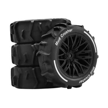 Imagem de predolo 4 peças de rodas para todo-terreno RC, pneus off-road RC de 2,8 x 1 polegada para peças de reparo em escala 1/14, instalação rápida, Preto
