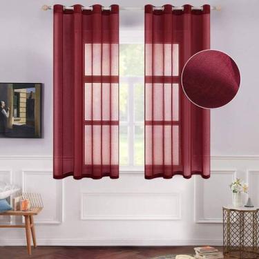 Imagem de Cortinas de janela MIULEE Burgundy Red Semi Sheer 140x160cm