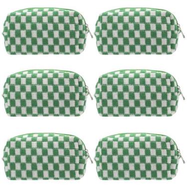 Imagem de Bolsa de maquiagem PAZIMIIK Checkered Portable Green (6 unidades)