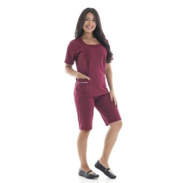 Imagem de Conjunto Babá, Doméstica Bermuda e Jaleco em Helanca - EBT Uniformes, 