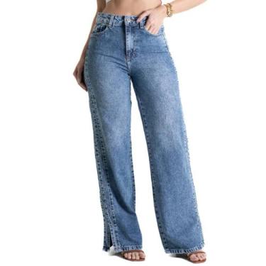 Imagem de Calça Jeans Sawary Wide Leg - 280453 - Azul medio 38, Azul, 38