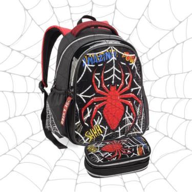 Imagem de Mochila Infantil Homem Aranha Sonic Speed Alça de Costas e Estojo Dupl