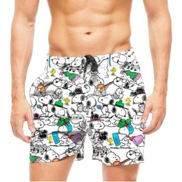 Imagem de Short Praia Shorts Banho Snoopy Full Print Cartoon 819 - smoke, Preto,