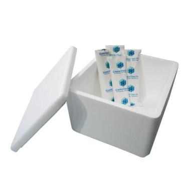 Imagem de Kit Caixa Isopor 1,5L Litro 4 Gelo Flexível 45g Parede Simples - Gelot