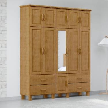 Imagem de Guarda Roupa Tripartido 11 Portas 4 Gavetas Linha Bronze Madeira Maciç