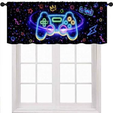 Imagem de Cortinas de sanefa de jogos para quarto de meninos, controle de jogos azul, tema de jogador, anime, quarto de crianças, sala de estar, sala de jogos, 1 peça, 137 x 45 cm