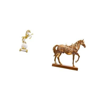 Imagem de Fenteer Coleção de Estátuas de Cavalo Modernas, Esculturas de Animais, Ornamentos para Centro de Mesa de Quarto, Lareira, Sala de Estar, Decoração de Mesa, Es