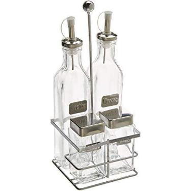 Imagem de Conjunto Galheteirolabelo com Suporte 4 Peças Euro Incolor / Inox